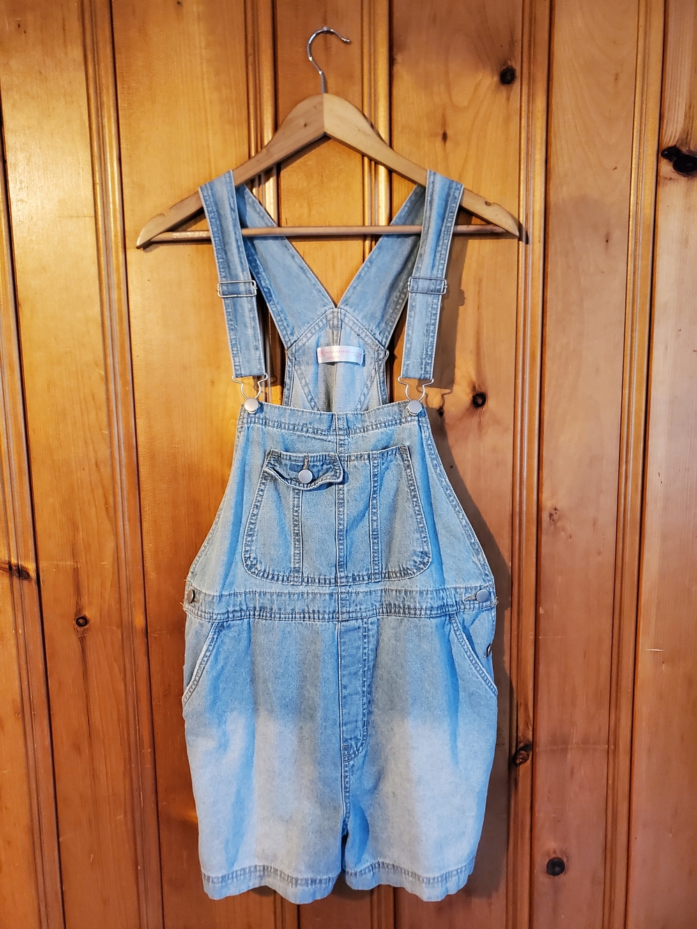 No Boundaries Light Blue Denim Short Overalls for Women